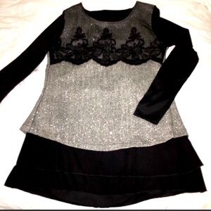 Lili Gal Black & Gray Laced Tunic XS